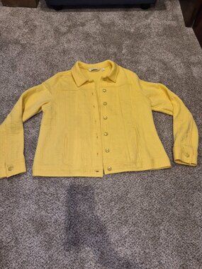 Isaac Mizrahi Live Women's Yellow Textured Snap Front Jacket Size Large